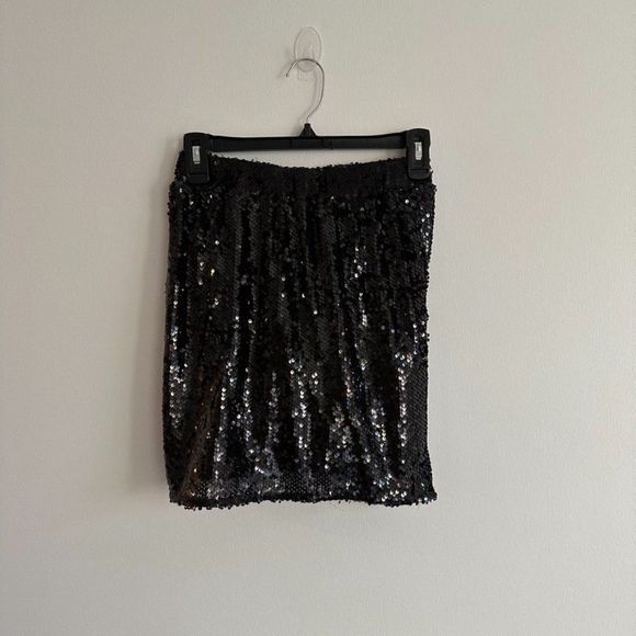 4th + Reckless Drape Sequin Mini Skirt | Black | Size XS (NWT) - Picture 6 of 10